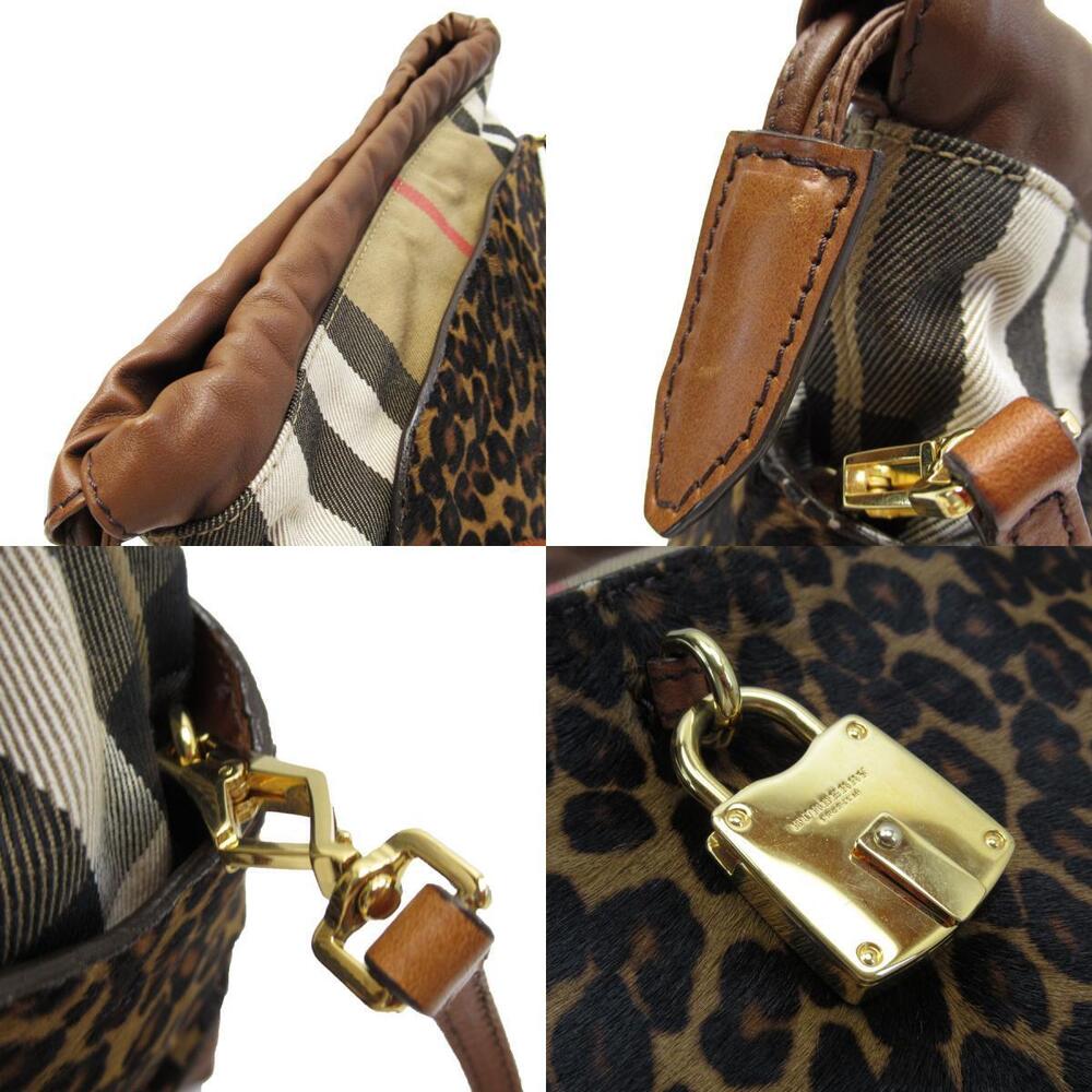Burberry pony leather brown bag canvas shoulder - Picture 3 of 4
